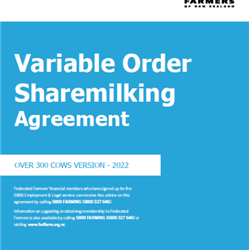 Variable Order Sharemilking Agreement - Over 300 Cows